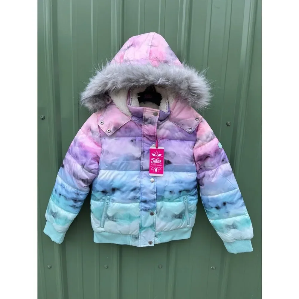Girls Justice Matte Puffer Bomber Coat Size S